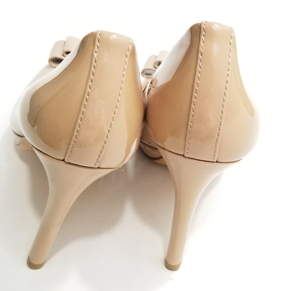 Coach Patent Starla Nude Bow Heels Open Toe Shoes - Picture 7 of 7